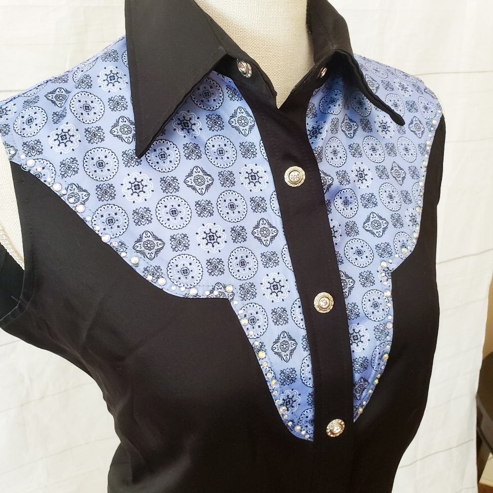 Western Ethics sleeveless satin blouse snap down - Picture 3 of 6